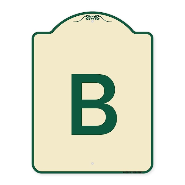 Signmission Designer Series Sign W/ Letter B, Tan & Green Heavy-Gauge Aluminum Sign, 24" x 18", TG-1824-22962 A-DES-TG-1824-22962 - main